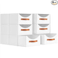 Homsorout Stackable Storage Drawers - Large Collapsible Storage Bins with Drawers, 6 Pack Closet Shelf Organizer Basket, Fabric Pull Out Organizer for Bedroom, Living Room, Dorm, White