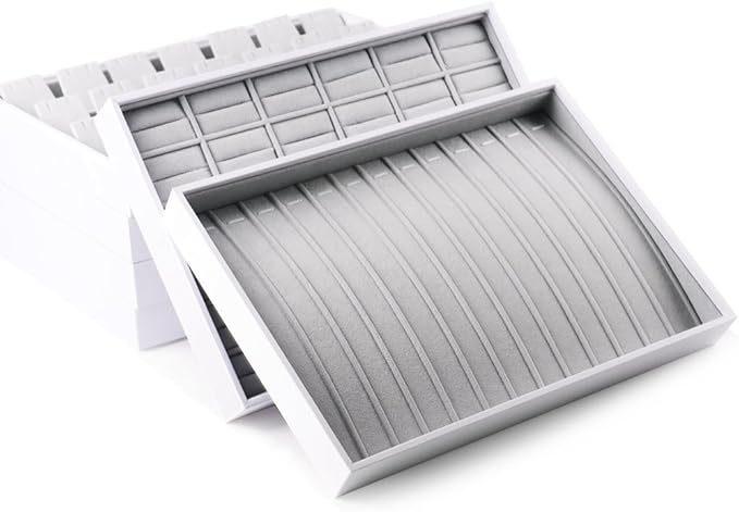 Oirlv Leather 24-Grid Jewelry Organizer White | Perfect for Daily Household Organization Or Store Display Use