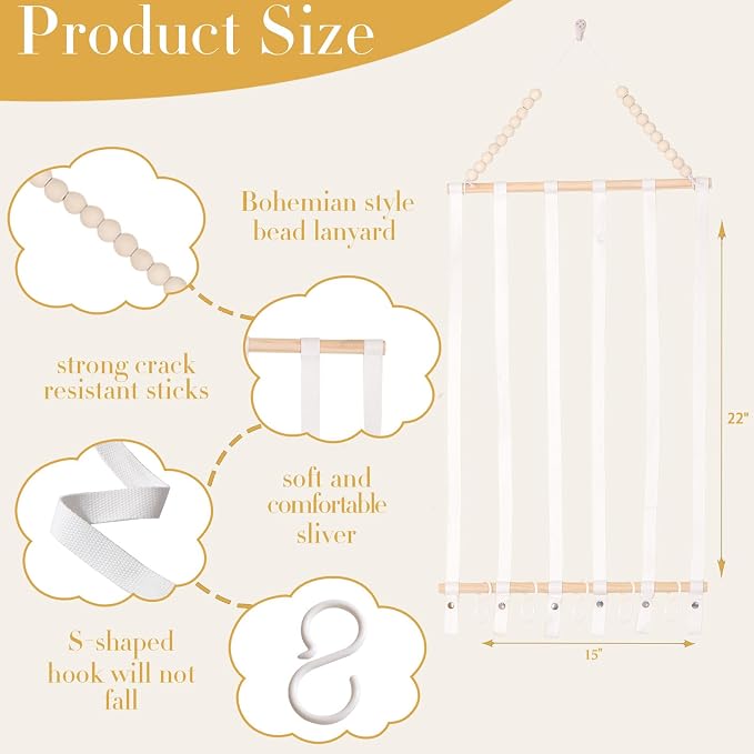YOcity Bow Organizer for Girls Hair Bows Baby Headband Holder for Women Hair Headband Organizer for Girls Hair Bows Display Hair Bow Hanging for Nursery Room (White)