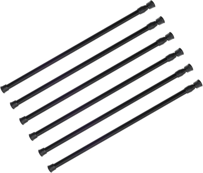 KXLife 6 Pack Spring Tension Curtain Rod for Window 28 to 48 Inch, Black | Adjustable Expandable Small Curtain Tension Rods No Drill for Kitchen, Bathroom, Doorway, Cupboard
