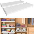 Slideep Adjustable Closet Storage Shelves, Expandable Wardrobe Shelf with Seamless Sticker Heavy Duty Clothes Hanger Rack DIY Divider RV Separator for Cabinet Pantry Cupboard Kitchen, 2Pack
