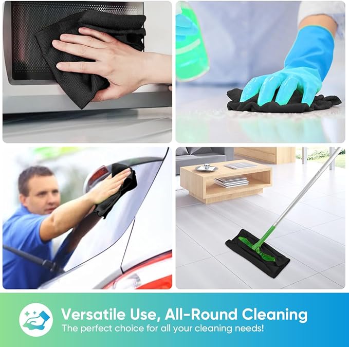 HOMEXCEL Black Microfiber Cleaning Cloths, 20 Pack Cleaning Rags - Lint Free & Scratch-Free Microfiber Towels for Cars, House & Kitchen, Absorbent Cleaning Towels, 11.5 x 11.5 Inch