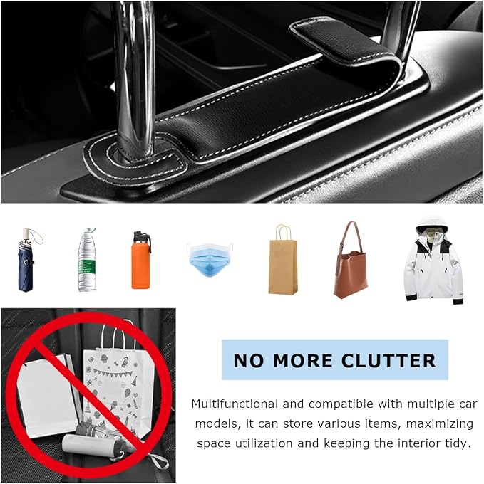 Car Seat Headrest Hook, Microfiber Leather Hanger Holder Hook for Hanging Purse and Bag, Universal Vehicle Back Seat Organizer Hook for Grocery Bag Handbag Coat (Black)