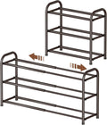 Gonfoam Expandable 3-Tier Shoe Rack for Closet and Entryway, Bronze | Tool-Free Assembly, Metal Material, Adjustable Shoe Organizer, Sturdy, Small Space Solution, Dorms, Garages, Apartments.