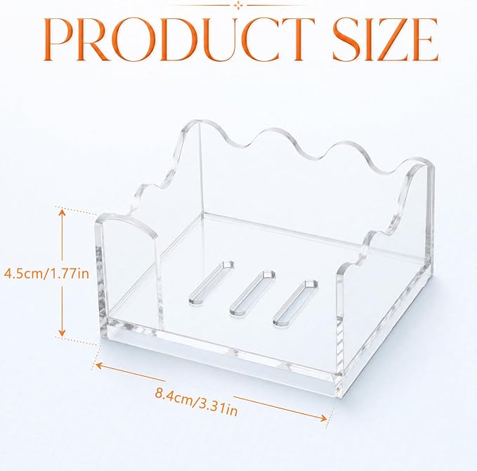 Clear Acrylic Sticky Note Holder Wavy Memo Pad Dispenser for Desk Storage | Acrylic Material, Elegant Wavy Border, Crystal Clear View, Compact Desk Organizer, Easy Access Top Opening