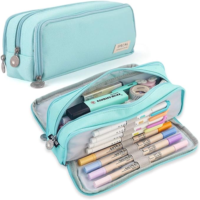 iSuperb Large Pencil Case 3 Compartments Pencil Pouch Big Capacity Pencil Bag for Kids Teen Girls Boys Student School Supplies Oxford Organizer Pen Bag Cosmetic Makeup Pouch