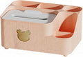 COVRA 9.5 x 6.6 x 4.7 inches Desk Organizer with Tissue Box Holder - Multifunctional Desktop Storage Caddy with Pen Holder, Cute Bear Design - Plastic (Pink)
