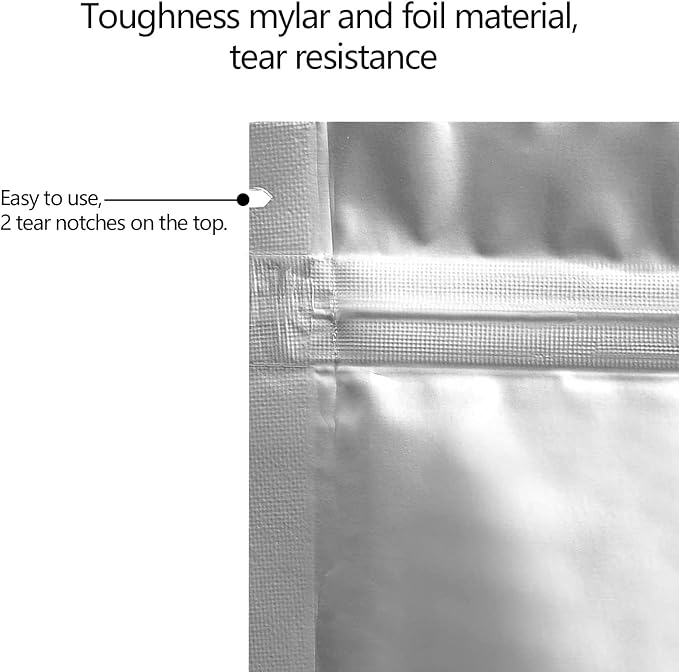 100 Pack Mylar Bags for Food Storage 3.3 x 5.5 Inch Resealable Smell Proof Bags with Clear Window Aluminum Foil Packaging Pouch Bag Silver
