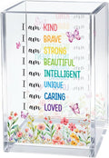 I Am Kind Acrylic Cosmetic Organizer Pen Holder, Inspirational Acrylic Desk Holder Cup for Pen Pencil, Affirmations Desk Organizer for Daughter, Mental Health Gifts for Women Office Worker