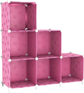 UNKU Cube Storage Organizer, 6 Cube Closet Organizer Storage Shelves, DIY Stackable Bookcase, Clothes Organizer Shelf for Closet, Bedroom, Living Room, Cabinet, Home, Office, Pink