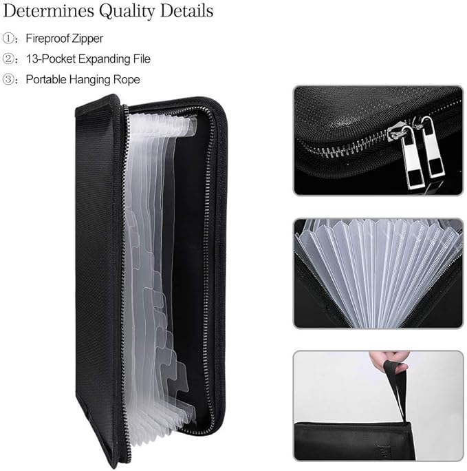 ENGPOW Receipt Coupon Organizer, Fireproof 13 Pockets Accordian Folder | Expanding File Organizer with Labels,Portable Money Storage Holder,Home Office Travel Supplies,A5 Size,(11.4" x 6.7")
