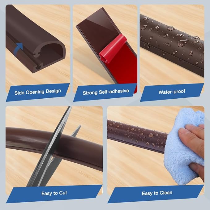 Silicone Cord Covers Wall Self-Adhesive Cord Covers for Wires on Wall Wire Hider Flexible Cable Hider with Side-Opening for Home Office TV Cable Management (0.31" W x 0.31" H x 240" L, Brown)