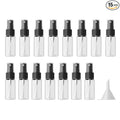 longway 15 PCS Spray Bottles, 0.5oz/15ml Transparent Empty Fine Mist Spray Bottle Dispenser with Cap, Small Refillable Liquid Containers with 1pcs Funnel and 18pcs Labels