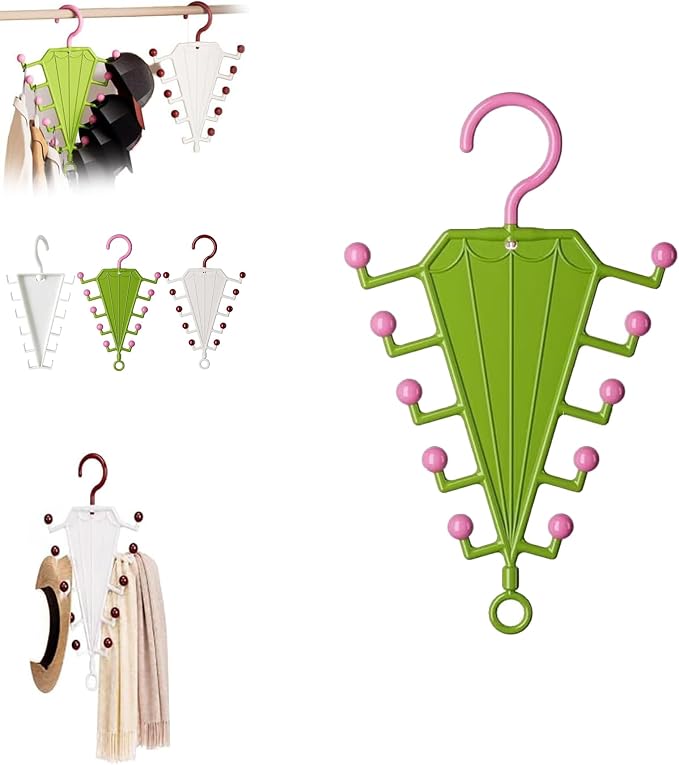 V-Shaped Double-Sided Closet Organizer Hanger, Multi-Functional V-Shaped Double Sided Hanger Storage Rack, Vertical Closet Storage Rack for Shirts, Light Jackets, Hats, Scarves (1, Green)