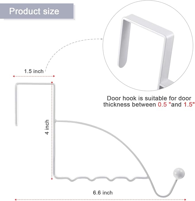 Hotop 4 Pieces Over The Door Hooks Hanger Multi Hanging Storage Organizers Valet Hooks for Coats Clothes Hoodies Hats Scarves Purses Keys Bath Towels Robes and More(White)