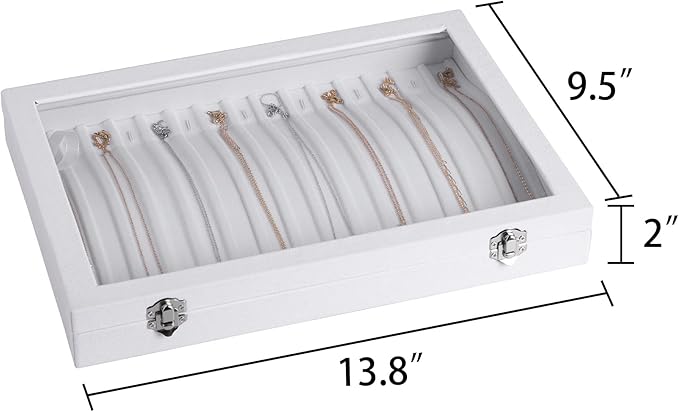 Frebeauty 15 Hooks Necklace Organizer,Velvet Necklace Holder Tray with Lid | Jewelry Organizer for Necklace Pendant Chain,Women Jewelry Box,for Home Use and Jewelry Store,Jewelry Display for Drawer