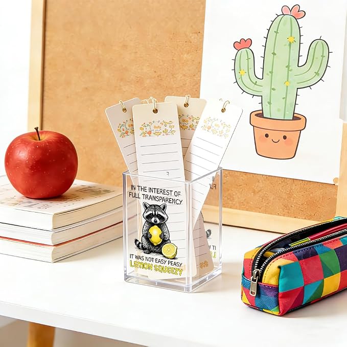 In The Interest of Full Transparency Acrylic Pencil Pen Holder Cup, Funny Sarcastic Racoon Makeup Brush Storage Organizer, Sarcastic Desk Accessories Holder Gifts for Colleague Boss Friend