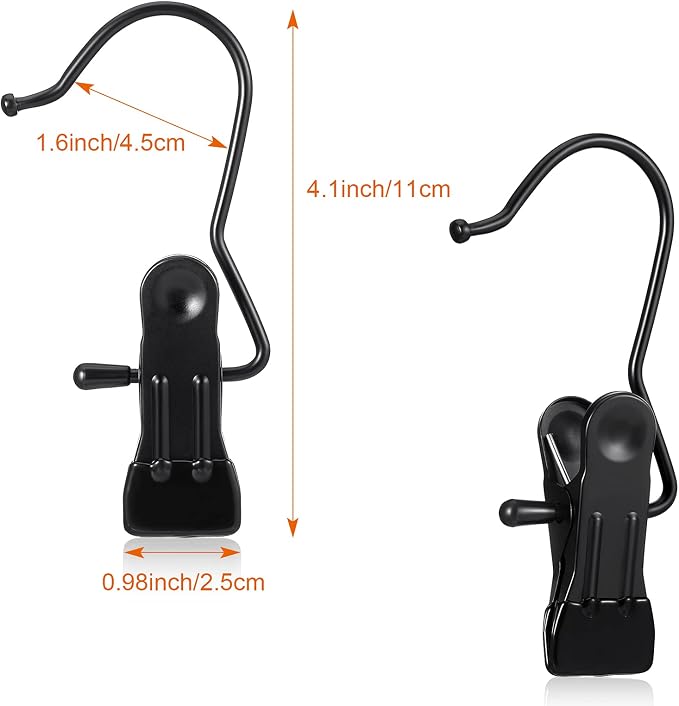 Hotop 36 Pieces Boot Hanger Clips for Closet, Laundry Hanging Hooks Heavy Duty Clips Boot Holder Portable Single Hooks Space Saving for Pants Jeans Clothes Hats Tall Towels (Black)