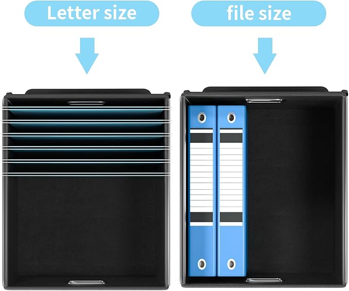 Huolewa File Organizer Box with Lid, Collapsible File Folder Organizer for Office Document Storage, Filing Box with Plastic Slide for Letter Size Hanging File Folders(1 Pack, Sky-blue)