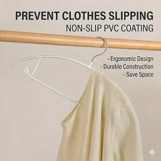Non Slip PVC Coating Sweater Hangers (20, Silver/White)