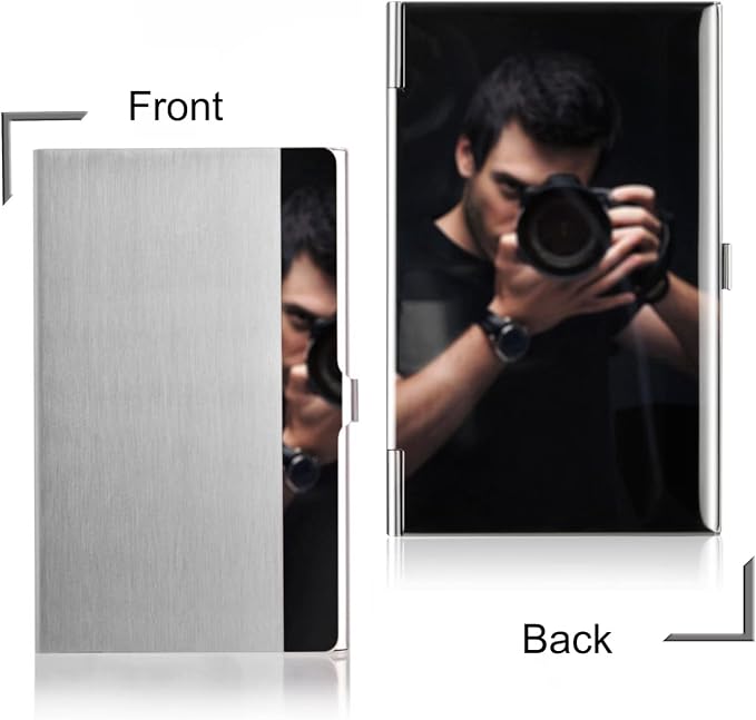 Business Card Holder, Slim Business Card Case for Men & Women, Pocket Metal Card Case, Professional Stainless Steel Business Card Holders, Purse Name Card Holder, Buckle Style Shut
