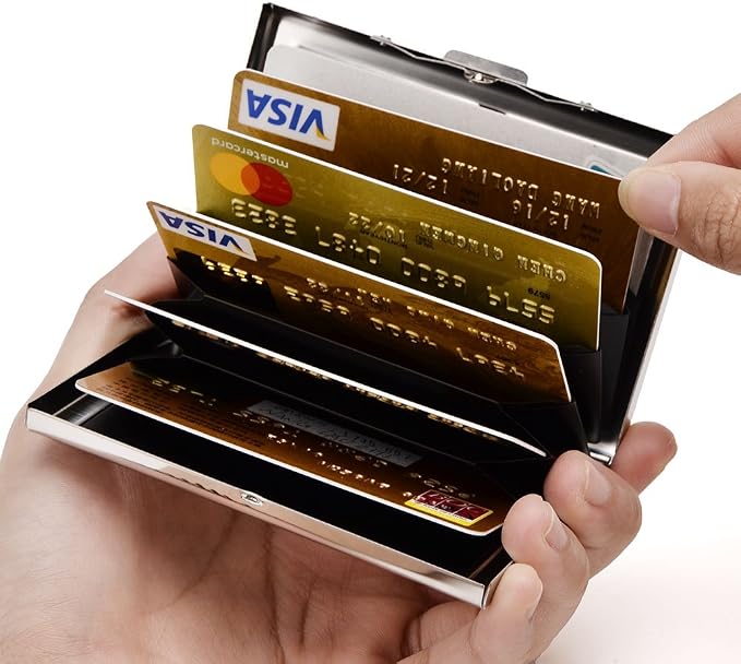 EASTNIGHTS RFID Credit Card Holder Metal Wallet Slim Credit Card Case Protector Business Card Holder for Men or Women