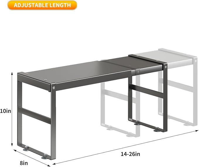 Expandable Kitchen Organizer Shelf, Cabinet Countertop Shelves | Riser Rack, For RV, Kitchen, Pantry, Cupboards, Under Sink and Counter Storage, Office, Adjustable Spice Rack