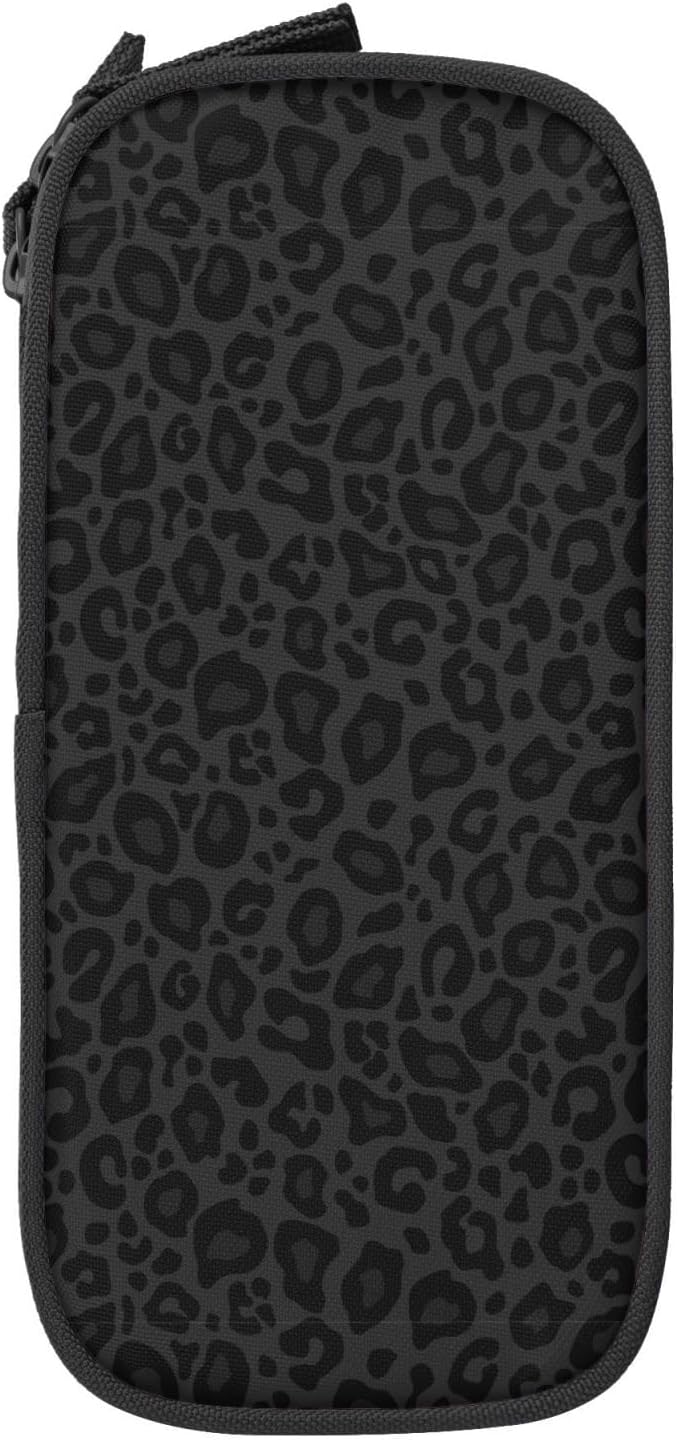 Perinsto Black Leopard Print Pencil Case Big Capacity Multi Compartment Stationery Box Pencil Pouch Holder Desk Organizer For School Office Home