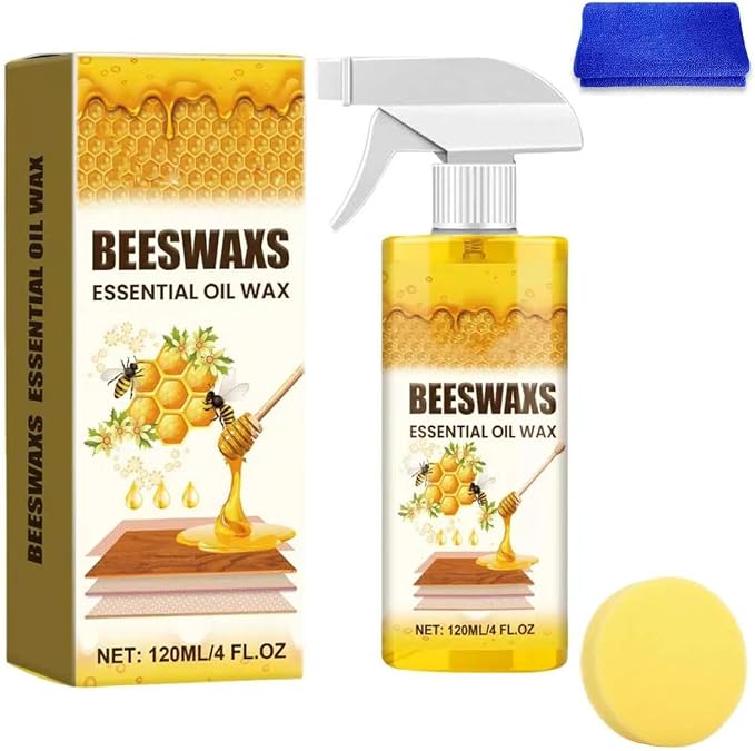 2026 New Beeswax Wood Polish Spray – Natural Beeswax Furniture Polish & Wood Cleaner for Cabinets, Tables & Floors, Multi-Purpose Wood Care Spray for Shine, Conditioning & Surface Protection, 8 fl oz