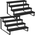 YINMIT Wooden Display Riser Stand, Tiered Perfume and Cologne Organizer Stand, 4 Tier Spice Rack Organizer, Rustic Display Shelf for Candles (4 Tier,2Pack,Black)