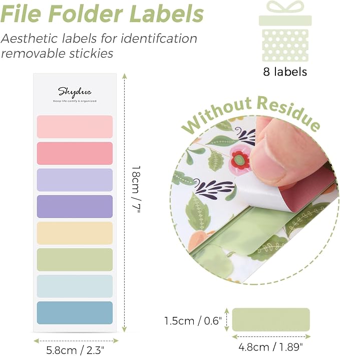 SKYDUE Accordion File Organizer, Floral Expanding File Folders with 5 Pockets, Cute Document Organizer for Paper Bills Receipt Storage, School Office & Hospital Supplies Letter/A4 Size Pea Green