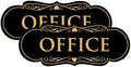 All Quality Designer Office Sign | Easy Installation - Black/Gold - Large (2 Pack)