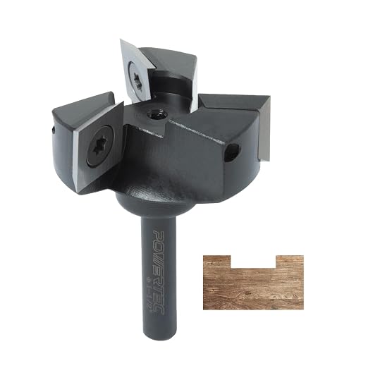 POWERTEC Slab Flattening Router Bit, 1/4" Shank, 1-1/2" Diameter, 1/2" Cutting Depth, 3-Wing Carbide Insert Woodworking Surfacing Bit for CNC Machine, Wood Milling & Live Edge Wood Planing (73053)