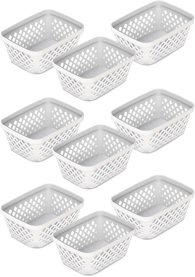Glad Plastic Storage Basket Set - Multipurpose Drawer Trays, Kitchen Pantry Containers, and Bathroom Bins - 9 Pack Small Organizers, White, 6.25" L x 4.6" W x 2.7" H