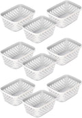 Glad Plastic Storage Basket Set - Multipurpose Drawer Trays, Kitchen Pantry Containers, and Bathroom Bins - 9 Pack Small Organizers, White, 6.25" L x 4.6" W x 2.7" H