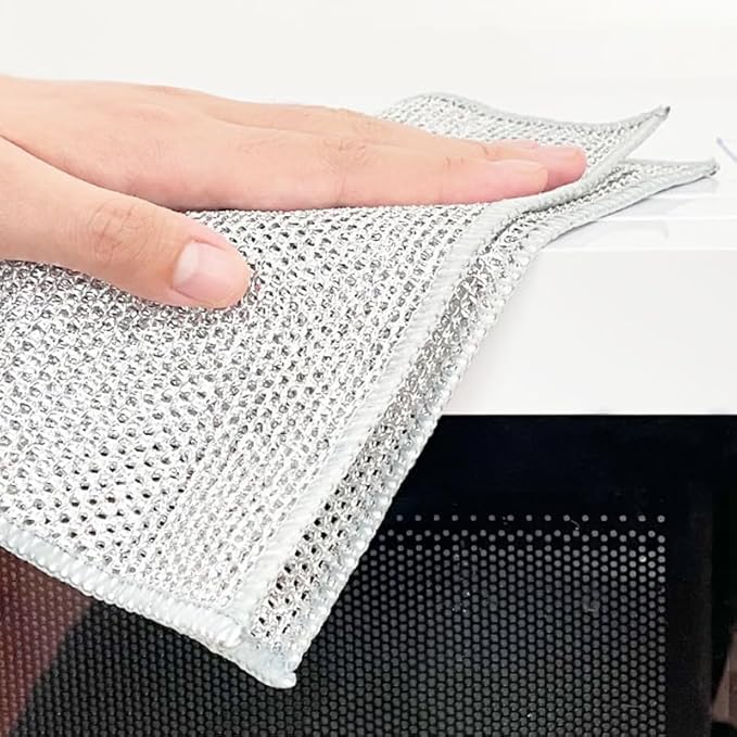 2024 New Non Scratch Wire Dishcloth, cleaning cloth,Soft Wire Dishwashing Rags Safe for Non-Stick Cookware, Scrubs & Cleans for Dishes, Sinks,Stove Tops, Easy Rinsing, Durable