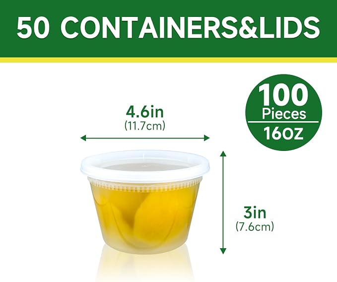 Dealusy 50 Set 16 oz Deli Containers with Lids, Leak-Proof BPA Free Plastic Take Out Bowls, Food Storage Containers for Takeout Meal Prep Storage, Freezer, Microwave & Dishwasher Safe
