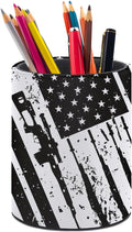 American Flag Pen Holder Pencil Cup for Desk Organizer | Cute Makeup Brush Holder PU Multifunctional Office Suppliesfor Decor Home Classroom School