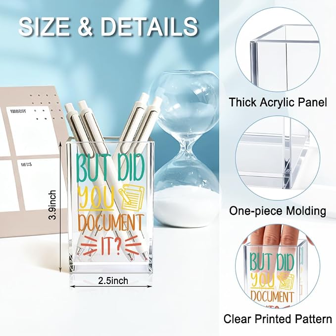 But Did You Document It Acrylic Cosmetic Pencil Holder Cup, Pen Holder for Home Office Desk Accessories for Coworker Boss Nurse HR, Office Desk Pen Organizer, Marker Holder, Funny Work Gifts