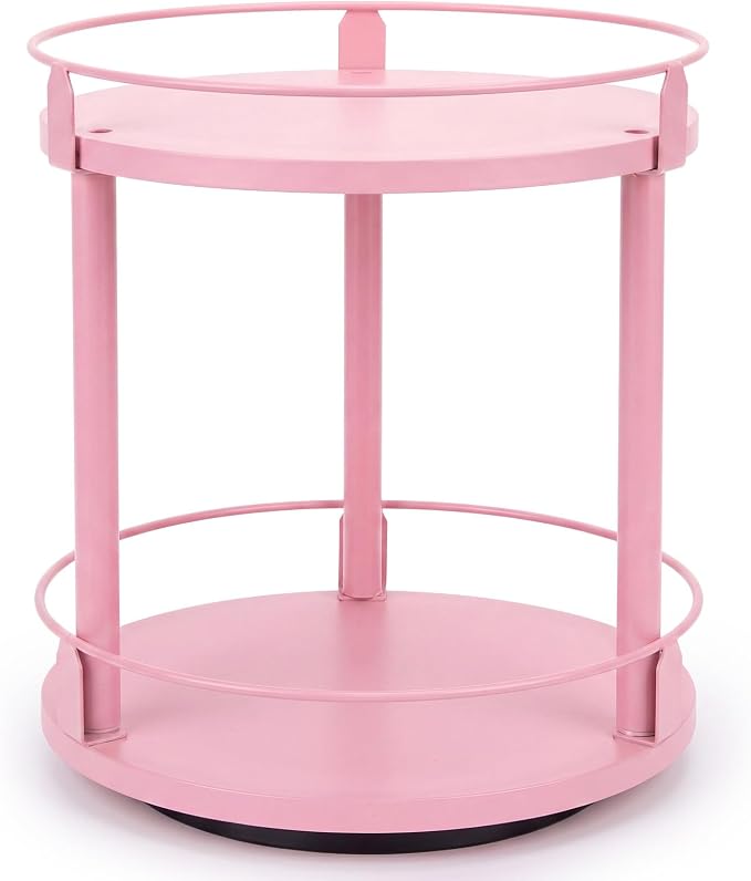 Light Pink Lazy Susan Organizer 2 Tier, Spice Rack Lazy Susan Organizer for Cabinet 10 Inch Rotating Spice Holder for Kitchen Countertop Pantry Dining Table Coffee Bar Storage