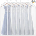 Garment Bags for Long Dresses,60in Clear Hanging Lightweight White Breathable Dust Proof Covers with Study Full Zipper for Clothes Storage Closet Pack of 6