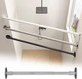 Closet Rod Flange Adjustable Closet Rod for Angled Wall, Retractable Corner Shower Curtain Rod Stainless Steel, 180° Swivel Hanging Clothes Support Pole(Silver,120-180cm(47 1/4"-70 7/8"))
