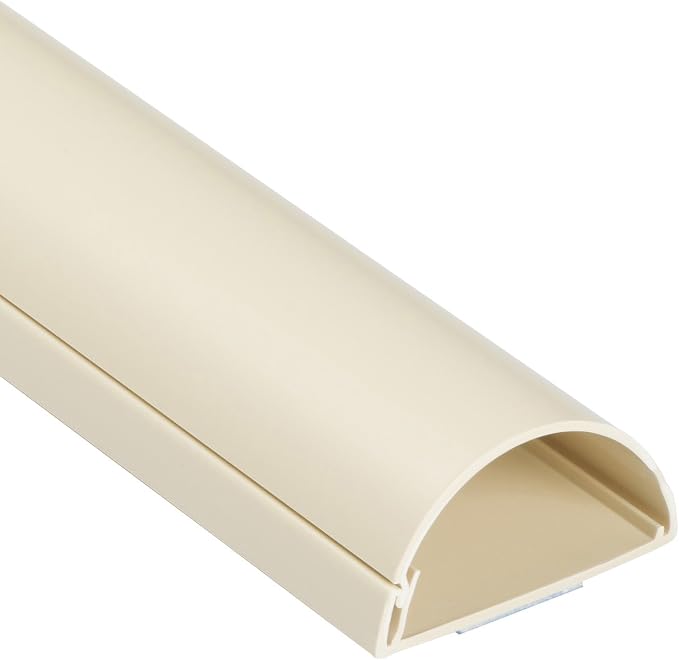 D-Line Half Round Cord Hider, Patented Cable Cover, Hide TV Wall Mount Wires, Raceway for Cords, Decorative Wire Covers, Paintable, Adhesive Cable Concealer, 2in W x 1in H x 39in L, Beige
