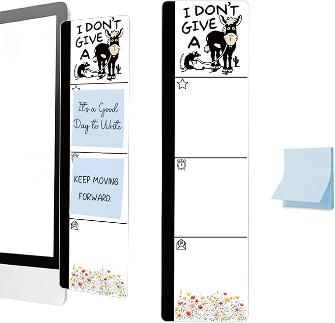 Monitor Memo Board Acrylic Sticky Note Holder Funny Donkey Sarcastic Office Desk Decor with 100 Self Stick Note Pads I Don't Give A Quote