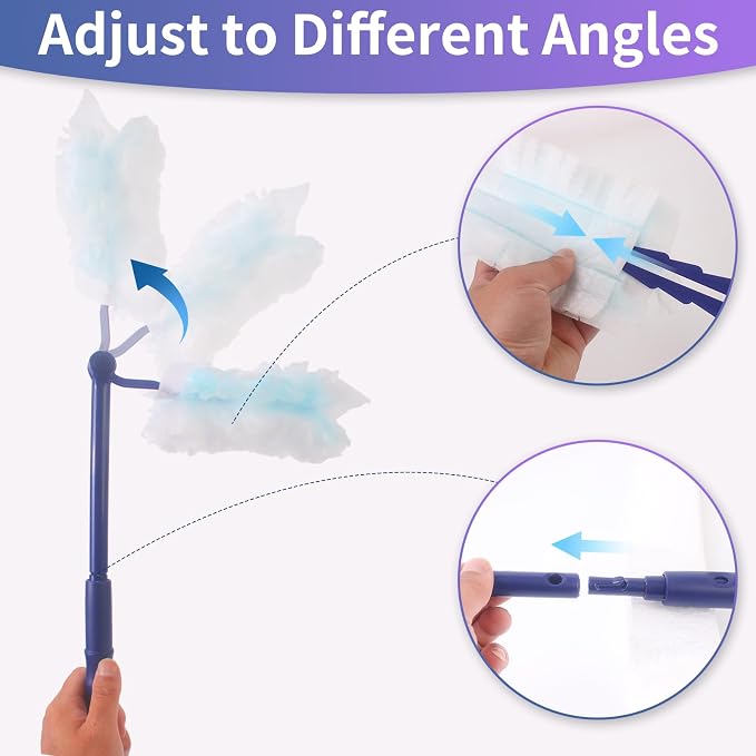 Replacement Duster Handles Compatible with Swiffer | Duster Refill, Extended Handle, Adjustable Length