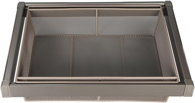 Pull Out Drawer Organizer Containers,Stackable Shelf Baskets Organizer,Aluminum Alloy Stackable Storage Bins,for Office Bathroom Bedroom(Brown,Gray)(Gray,22.04-25.98in)