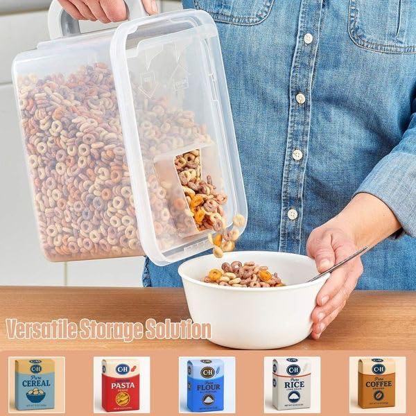 Buddeez Cereal Containers Storage - Airtight Food Storage Containers with Lids - BPA Free Plastic Food Dispenser 21 Cup White