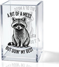 Bit Of A Mess But Doin' My Best Acrylic Pencil Pen Holder Cup, Feral Racoon Makeup Brush Storage Organizer, Cute Mental Health Desk Accessories Holder, Sarcastic Office Gifts for Colleague
