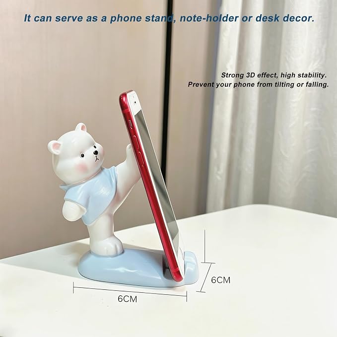 Blue White Bear Pop-Up Sticky Note Dispenser 2-in-1 Phone Stand with 3x3 Notes