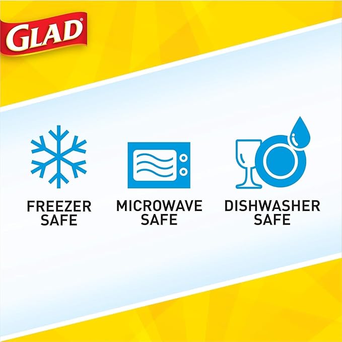 Glad GladWare To Go Snack Food Storage Containers with Lids, Medium Rectangle BPA Free Plastic with Built-In Dressing Cup for Salads and Snacks, Microwave Dishwasher Safe, 24 Oz, 4 Count - 2 Pack
